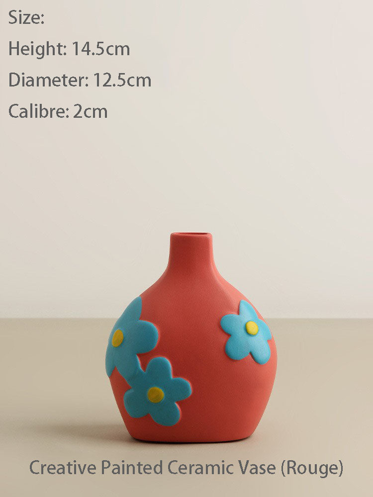 Scandinavian Morandi Painted Ceramic Vase Living Room Flower Arrangement Creative Home Accessories