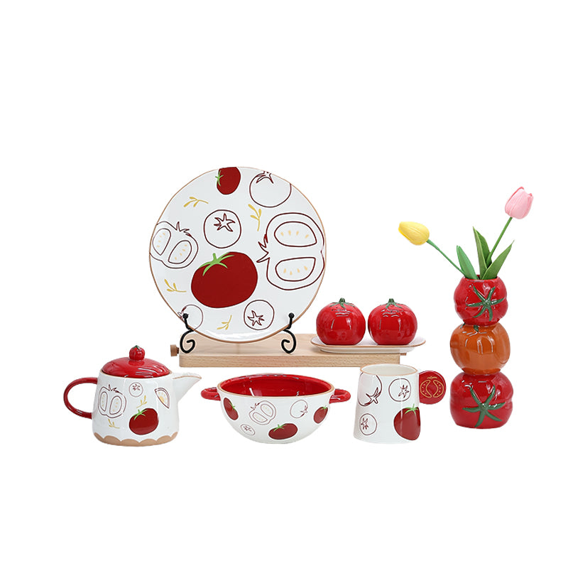 Tomato Pattern Ceramic Kitchen Utensils Ceramic Kitchenware Set Tableware Ceramic Tableware Set Collection Kitchenware Ceramic Speciality