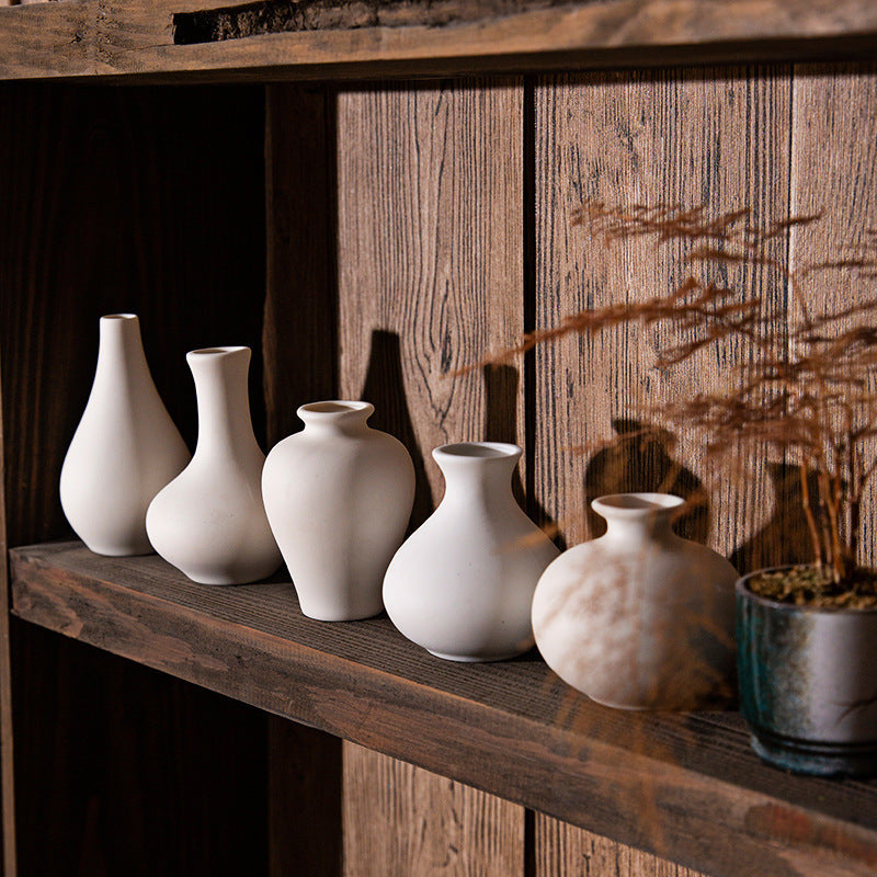 Ins Flower Arrangement Ceramic Small Vase White Vase Crafts Flower Arrangement Aromatherapy Vase Living Room Ceramic Wholesale