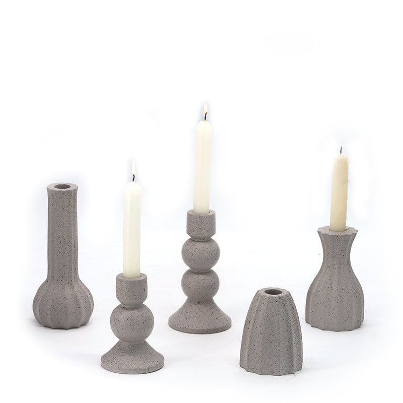 Set of 5 Ceramic Candle Holders,Minimalist Style, Candle Burning Display Holder,for for Home Decorations, Wedding Parties, Festival Celebrations.