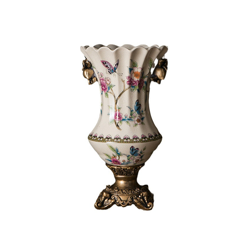 American Ice Crack Ceramic Vase Hand Painted Classical Porcelain Crafts Desk Living Room Decorative Flowers Vases