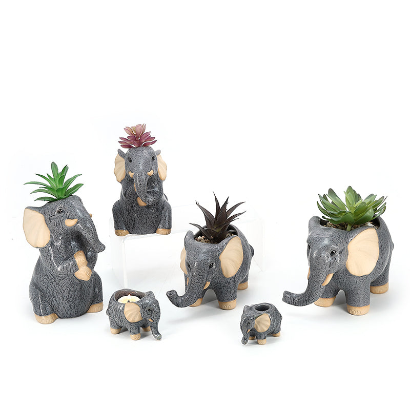 Elephant Plant Window Box Dark Mini Ceramic Planter Cute Animal Succulent Planter Planter Decoration