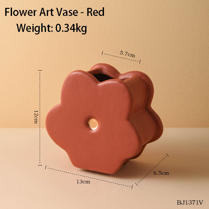 Ins Style Cute Flower Ceramic Vase Arrangement Living Room Flower Arrangement Creative Dining Table Floral Decoration Bouquet Flower Vessel