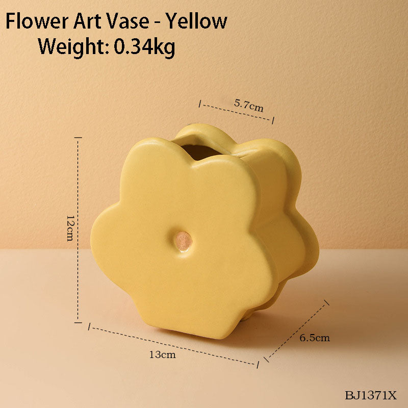 Ins Style Cute Flower Ceramic Vase Arrangement Living Room Flower Arrangement Creative Dining Table Floral Decoration Bouquet Flower Vessel