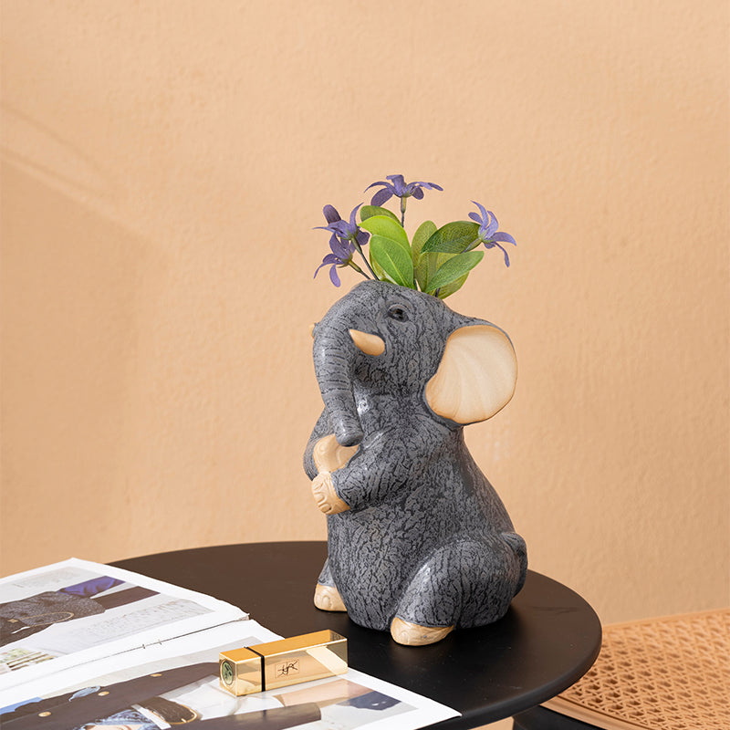 Elephant Plant Window Box Dark Mini Ceramic Planter Cute Animal Succulent Planter Planter Decoration