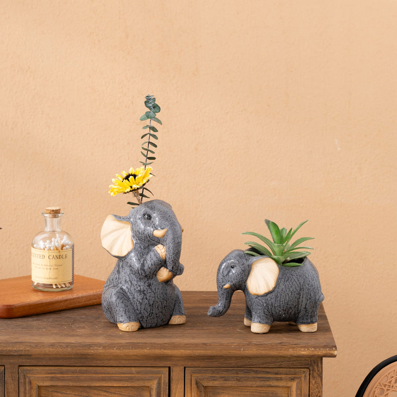 Elephant Plant Window Box Dark Mini Ceramic Planter Cute Animal Succulent Planter Planter Decoration