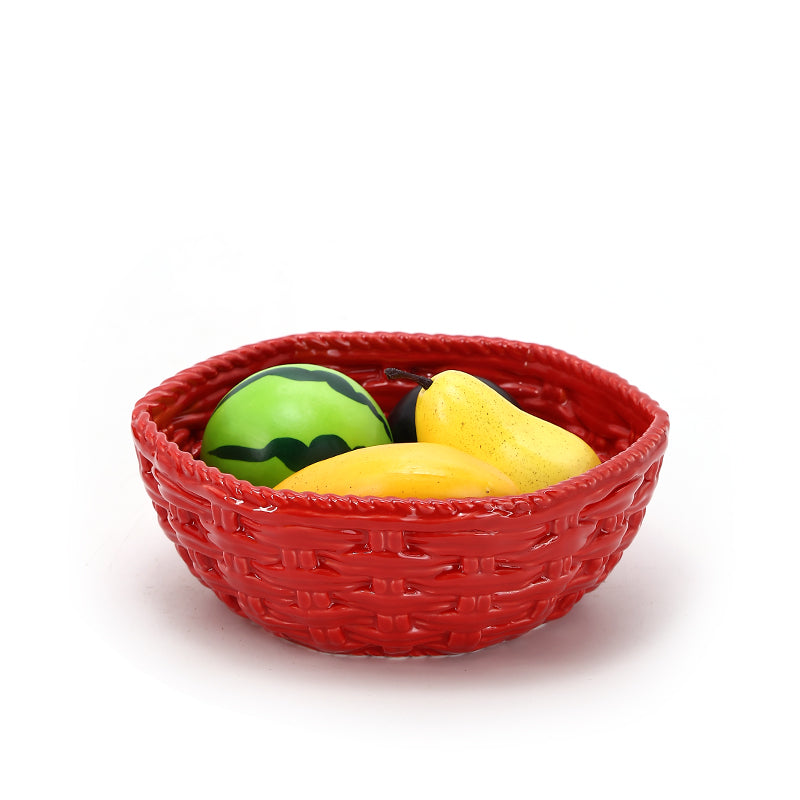 Ceramic woven fruit plate Ceramic Fruit Bowl for Kitchen Countertop, Large Fruit Basket for Dining Table Countertop, Woven Fruit Bowl for Home Decoration