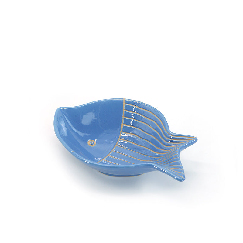 Factory direct high quality glazed small fish shaped ceramic dish plates
