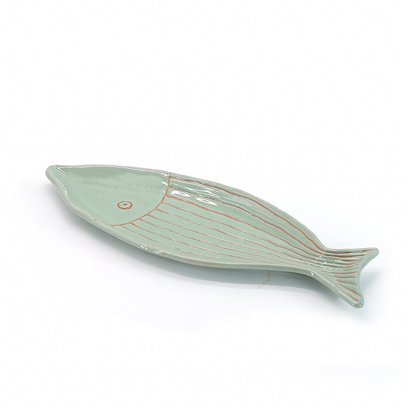Factory direct high quality glazed small fish shaped ceramic dish plates