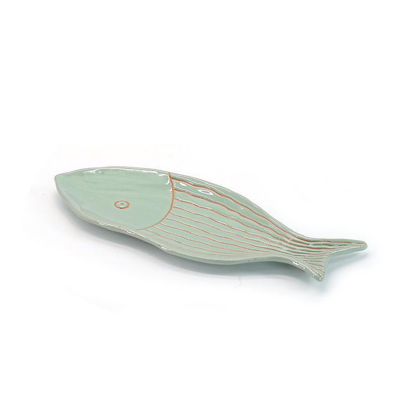 Factory direct high quality glazed small fish shaped ceramic dish plates