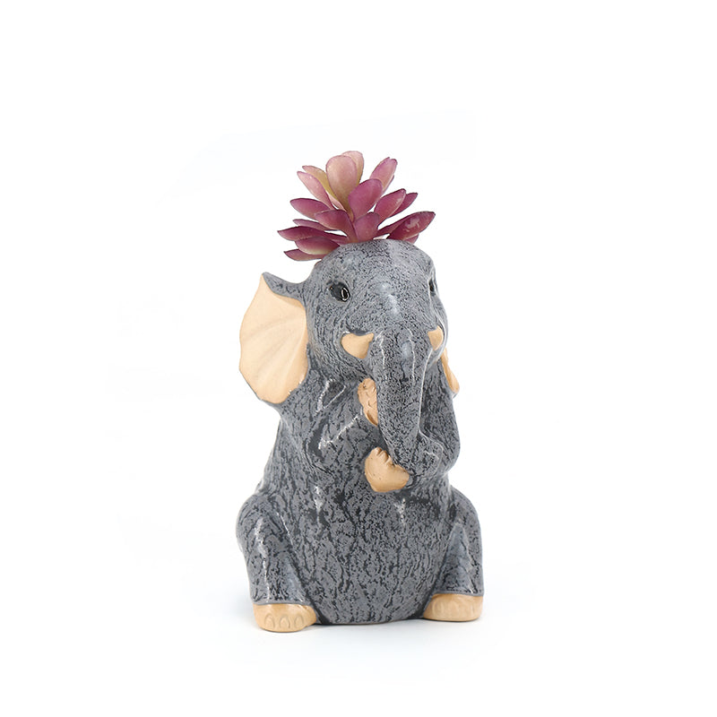 Elephant Plant Window Box Dark Mini Ceramic Planter Cute Animal Succulent Planter Planter Decoration