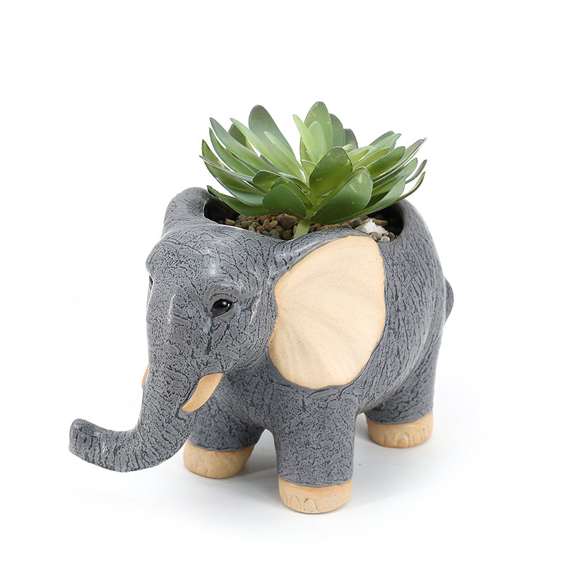 Elephant Plant Window Box Dark Mini Ceramic Planter Cute Animal Succulent Planter Planter Decoration