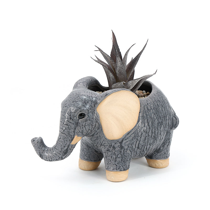Elephant Plant Window Box Dark Mini Ceramic Planter Cute Animal Succulent Planter Planter Decoration