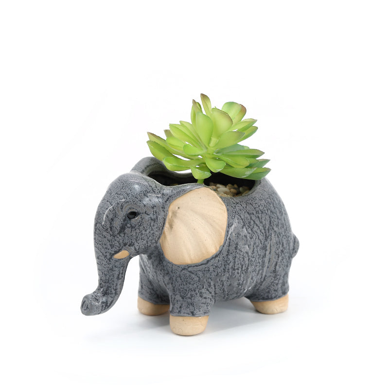 Elephant Plant Window Box Dark Mini Ceramic Planter Cute Animal Succulent Planter Planter Decoration