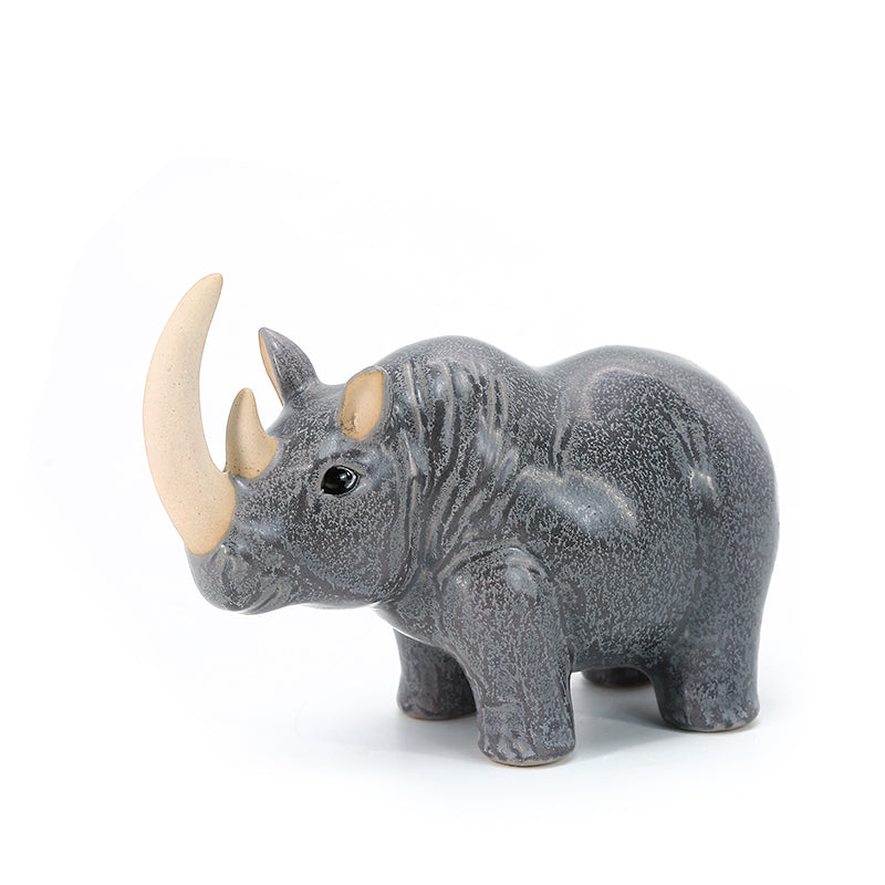 Rhino Plant Box Dark Mini Ceramic Planter Cute Animal Succulent Planter Decoration
