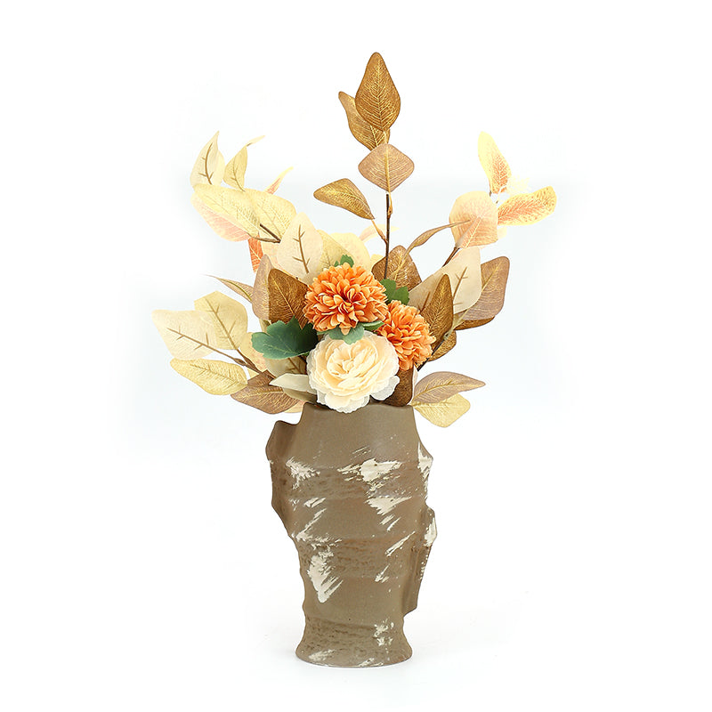 High quality customizable art crinkly design flower arrangement vase unique home decoration ceramic vase