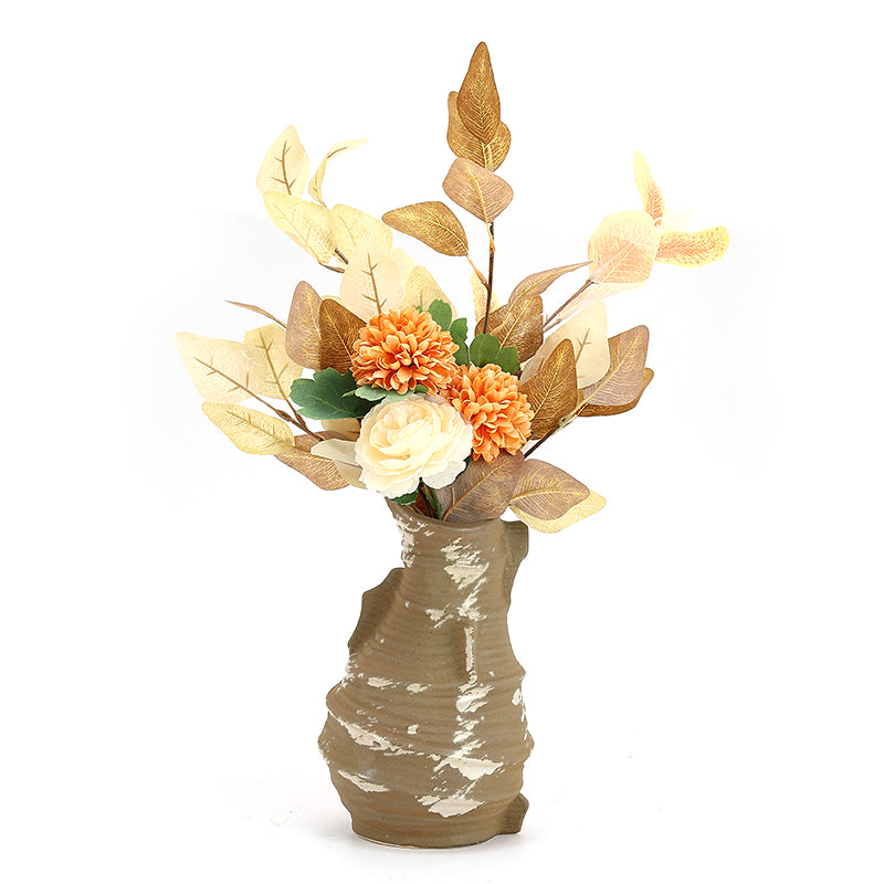 High quality customizable art crinkly design flower arrangement vase unique home decoration ceramic vase