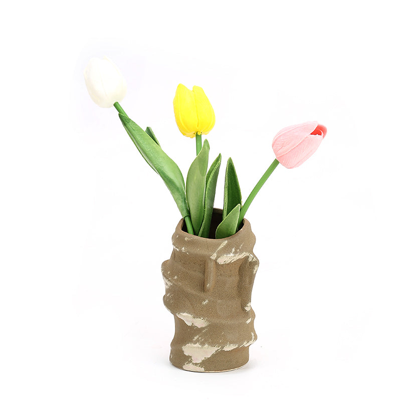 High quality customizable art crinkly design flower arrangement vase unique home decoration ceramic vase