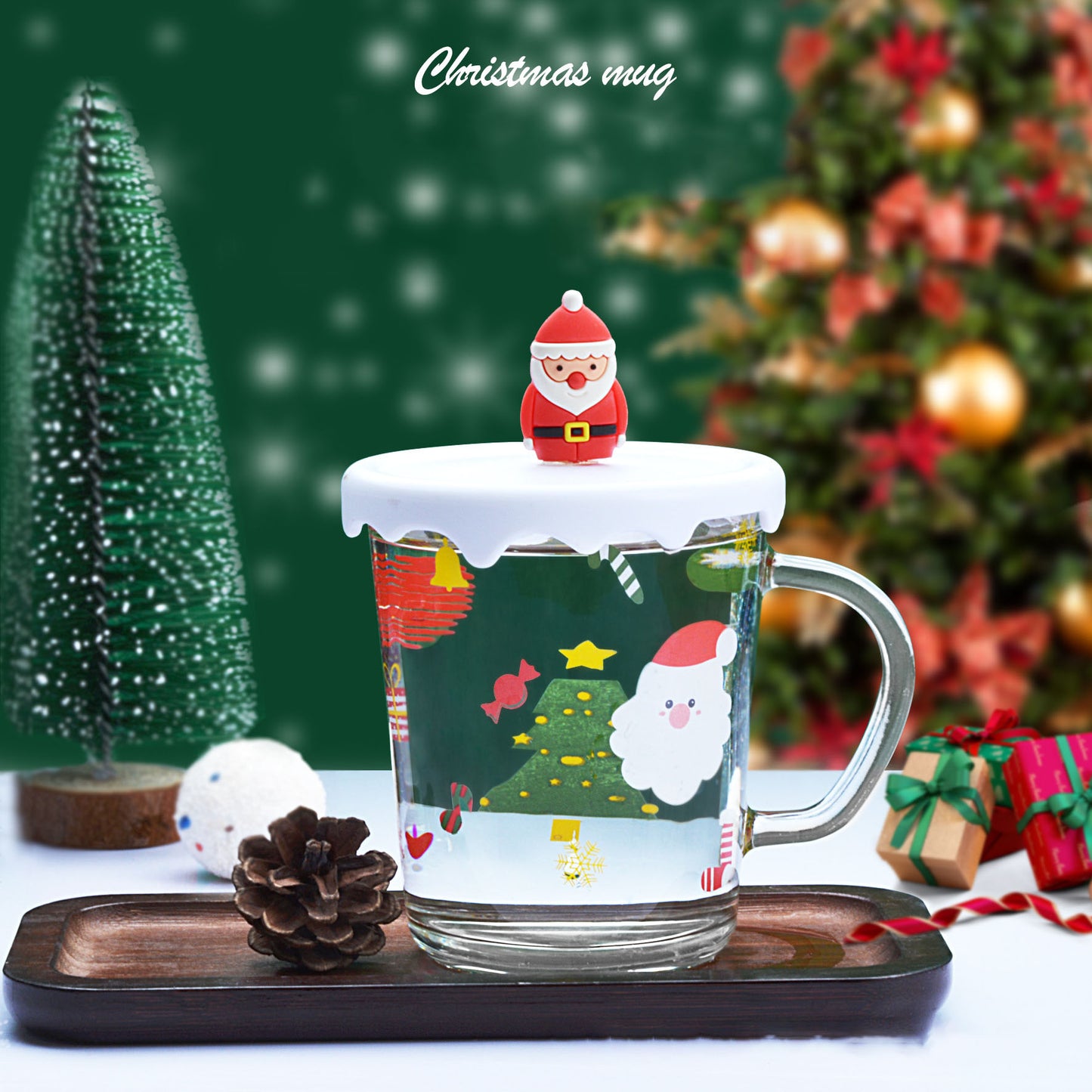 Creative Father Christmas Glass Mug Girls High-value Cartoon Mug Students Cute Coffee Mug Companion Mugs