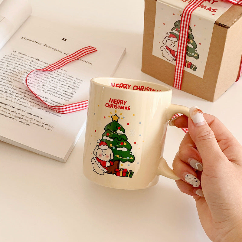 Christmas Limited-Christmas Rabbit Mug Ceramic Mug Korean Ins Cartoon Coffee Mug Cute Girl Heart