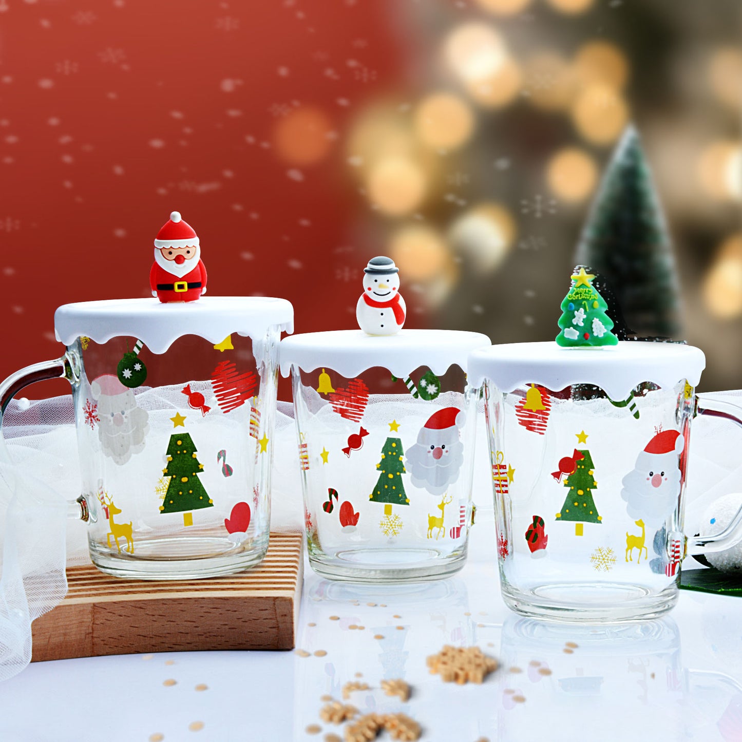 Creative Father Christmas Glass Mug Girls High-value Cartoon Mug Students Cute Coffee Mug Companion Mugs