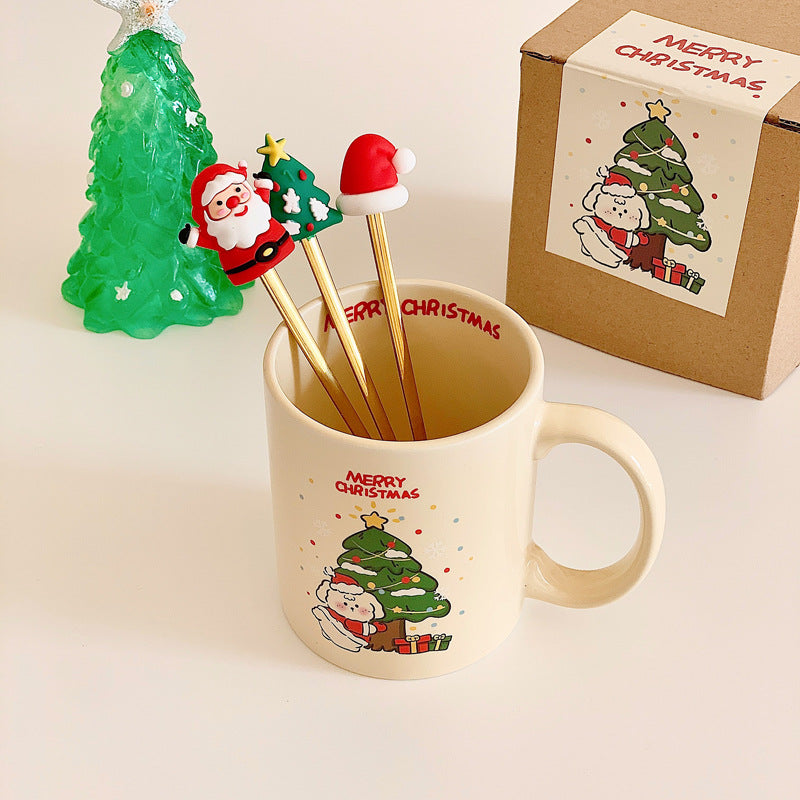 Christmas Limited-Christmas Rabbit Mug Ceramic Mug Korean Ins Cartoon Coffee Mug Cute Girl Heart