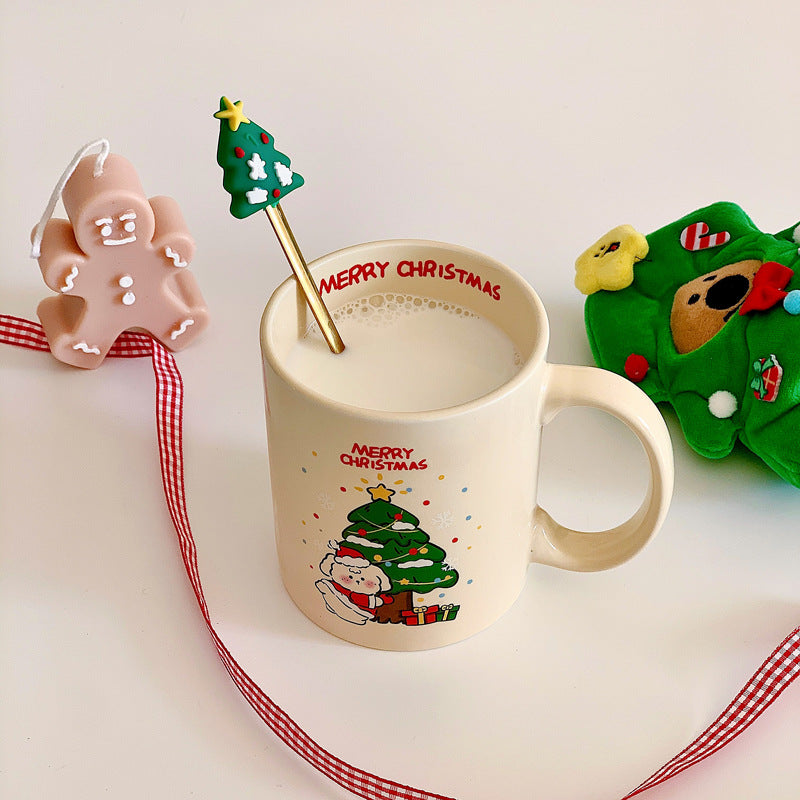 Christmas Limited-Christmas Rabbit Mug Ceramic Mug Korean Ins Cartoon Coffee Mug Cute Girl Heart