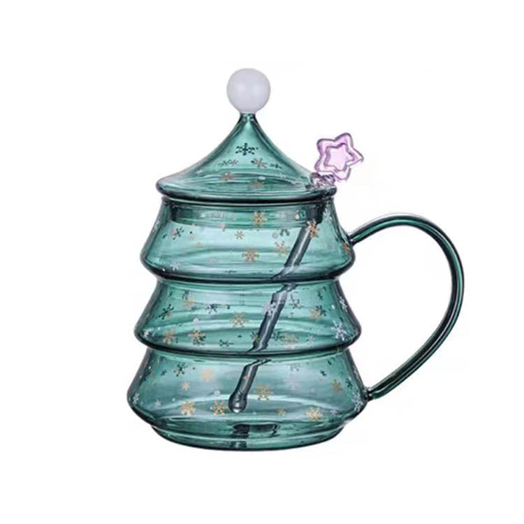 Creative High Temperature Christmas Glass Cup Cute Star Wishes Double Layer Cup Breakfast Milk Gift Water Mug Mark Coffee Mug