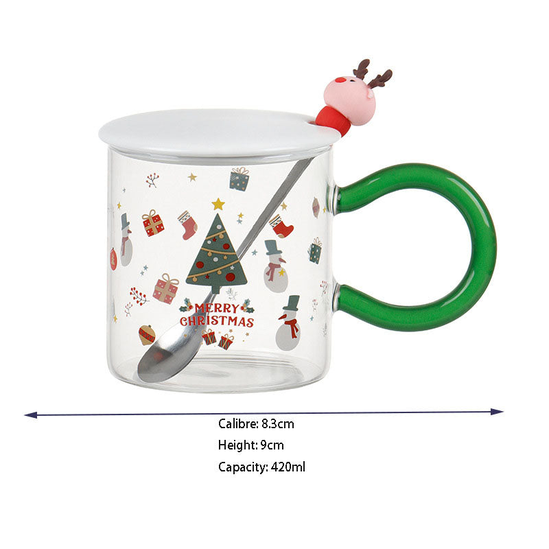 New Christmas Cartoon Ceramic Mug with Lid and Spoon Mug Gift Set Companion Gift Students High-value Mugs