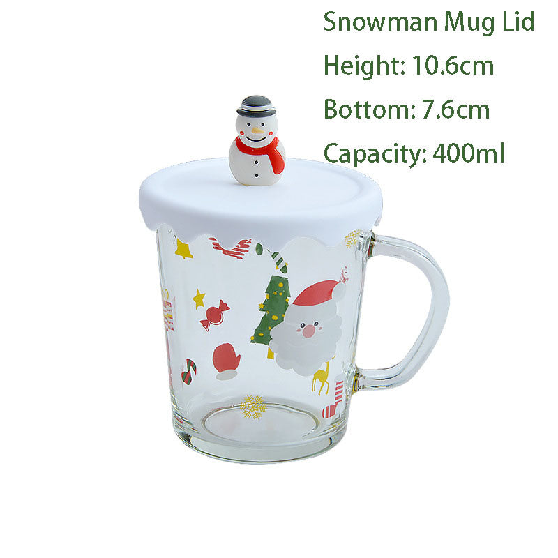 Creative Father Christmas Glass Mug Girls High-value Cartoon Mug Students Cute Coffee Mug Companion Mugs