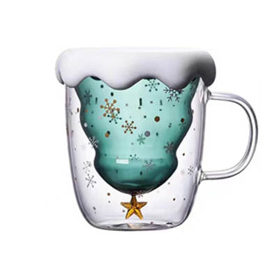 Creative High Temperature Christmas Glass Cup Cute Star Wishes Double Layer Cup Breakfast Milk Gift Water Mug Mark Coffee Mug