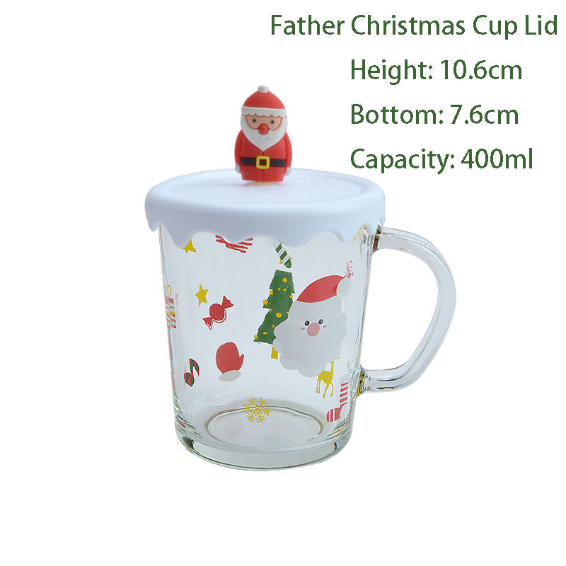 Creative Father Christmas Glass Mug Girls High-value Cartoon Mug Students Cute Coffee Mug Companion Mugs