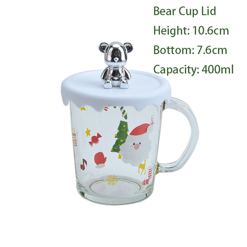 Creative Father Christmas Glass Mug Girls High-value Cartoon Mug Students Cute Coffee Mug Companion Mugs