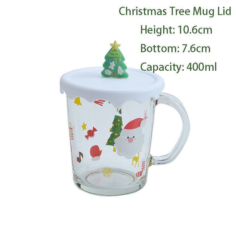 Creative Father Christmas Glass Mug Girls High-value Cartoon Mug Students Cute Coffee Mug Companion Mugs