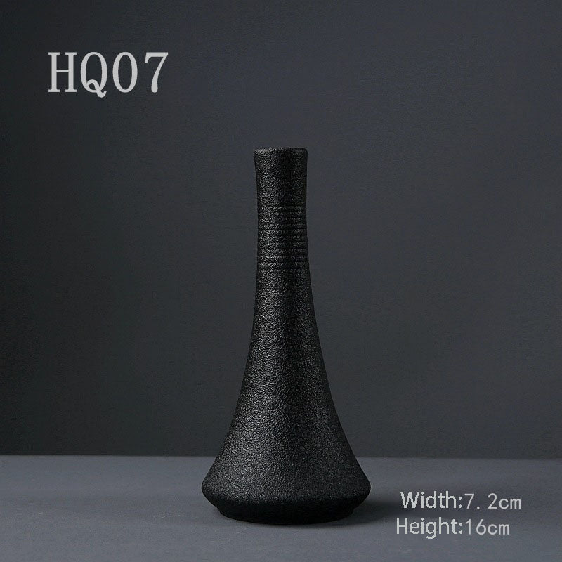 Black Zen Ceramic Small Vase Flower Arrangement Japanese Hydroponic Container Flower Arrangement Home Gardening Tea Ceremony Ornament