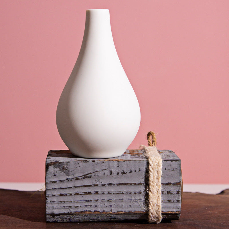 Ins Flower Arrangement Ceramic Small Vase White Vase Crafts Flower Arrangement Aromatherapy Vase Living Room Ceramic Wholesale