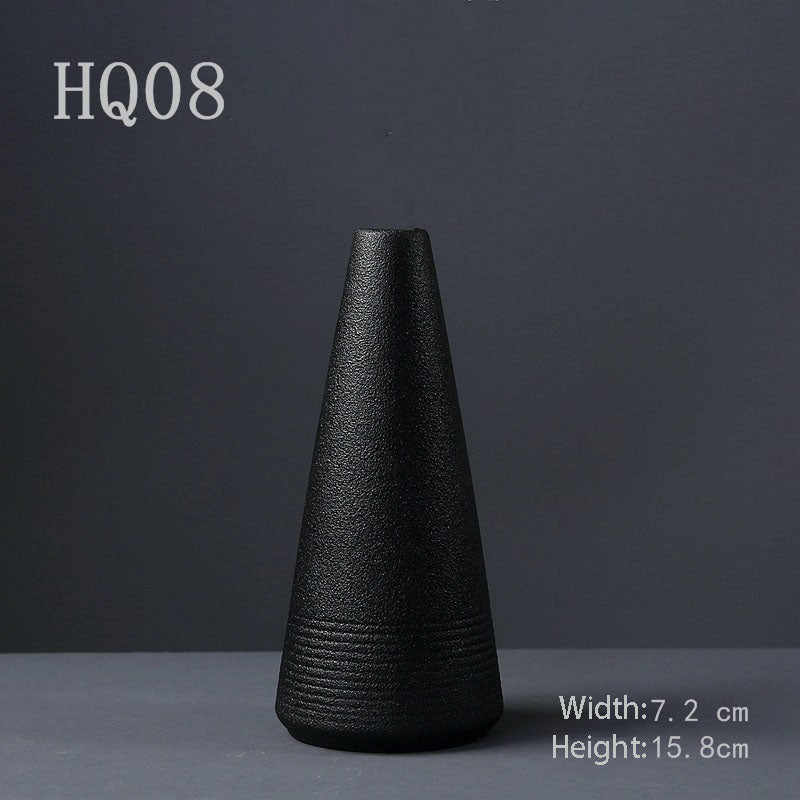 Black Zen Ceramic Small Vase Flower Arrangement Japanese Hydroponic Container Flower Arrangement Home Gardening Tea Ceremony Ornament
