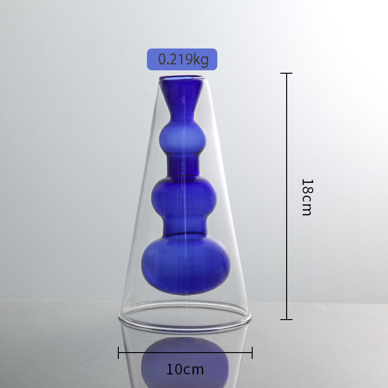 Stained Glass Vase Double Layer Scandinavian ins Fireless Rattan Aromatherapy Vase High Borosilicate Arrangement Living Room Inserts Flower Hydroponics