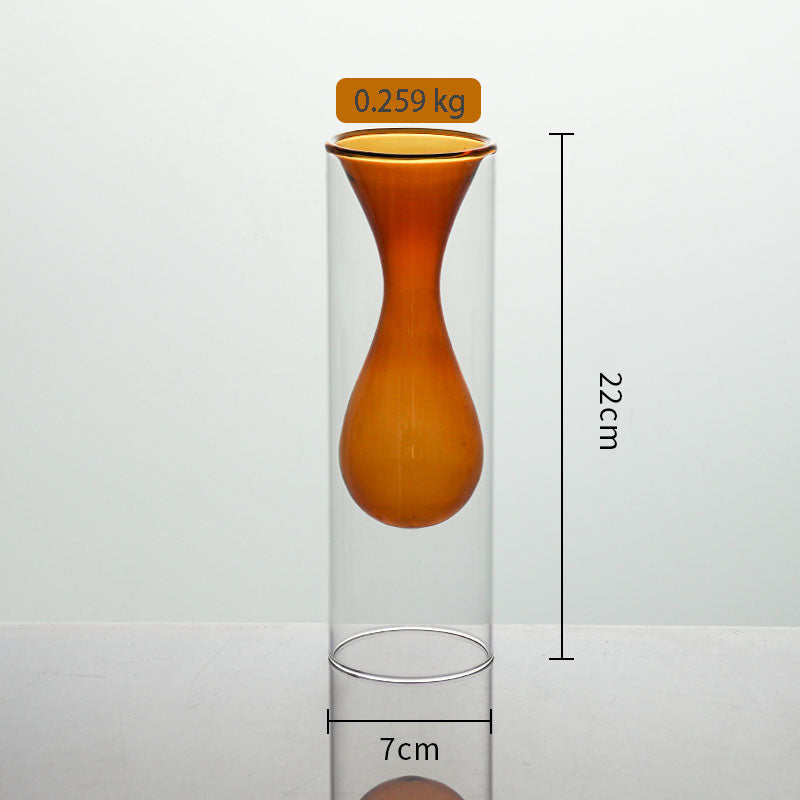 Stained Glass Vase Double Layer Scandinavian ins Fireless Rattan Aromatherapy Vase High Borosilicate Arrangement Living Room Inserts Flower Hydroponics