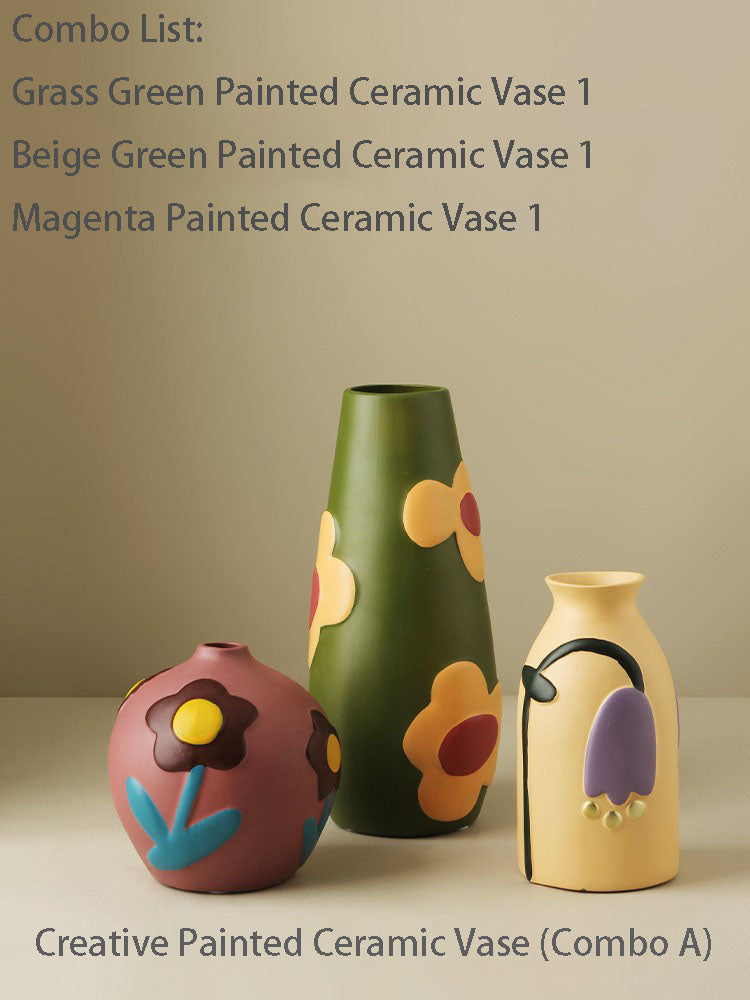 Scandinavian Morandi Painted Ceramic Vase Living Room Flower Arrangement Creative Home Accessories