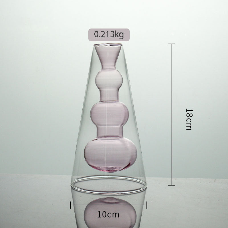 Stained Glass Vase Double Layer Scandinavian ins Fireless Rattan Aromatherapy Vase High Borosilicate Arrangement Living Room Inserts Flower Hydroponics