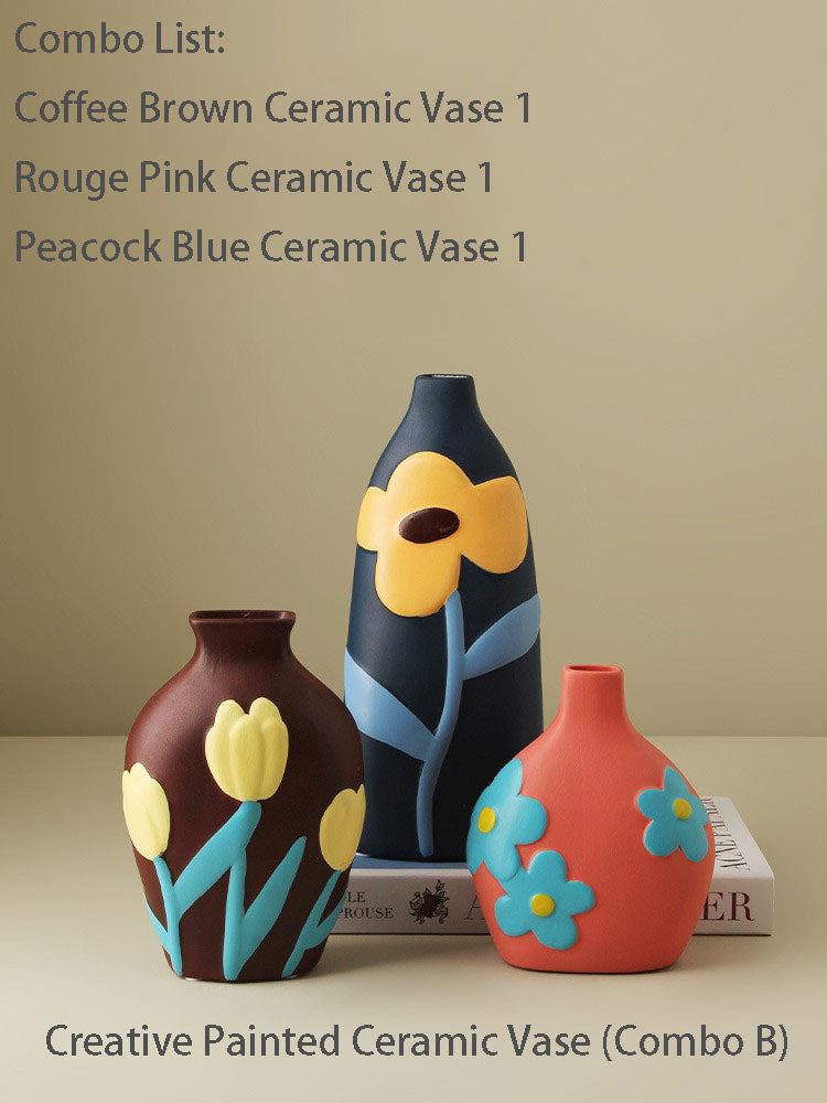 Scandinavian Morandi Painted Ceramic Vase Living Room Flower Arrangement Creative Home Accessories