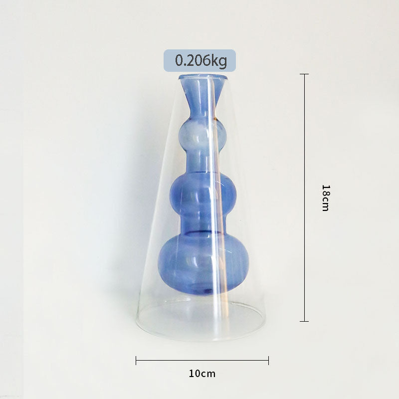 Stained Glass Vase Double Layer Scandinavian ins Fireless Rattan Aromatherapy Vase High Borosilicate Arrangement Living Room Inserts Flower Hydroponics