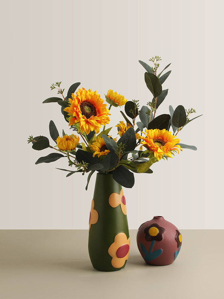 Scandinavian Morandi Painted Ceramic Vase Living Room Flower Arrangement Creative Home Accessories