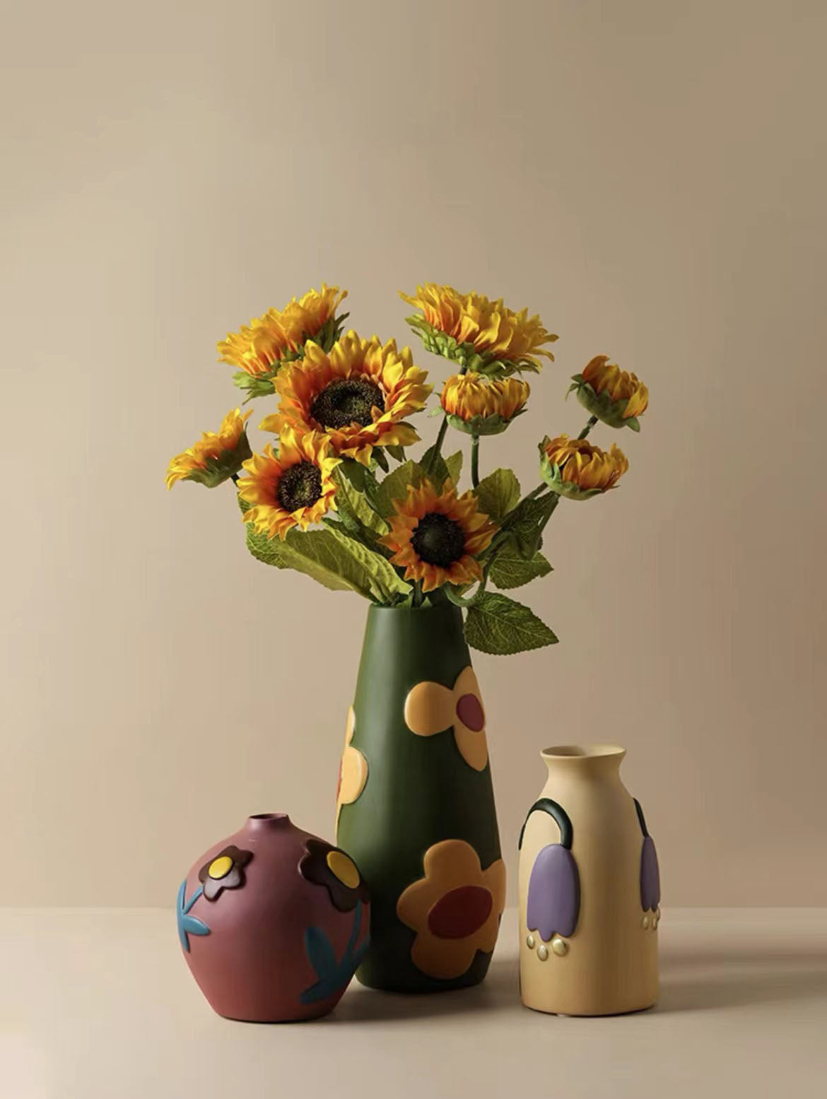 Scandinavian Morandi Painted Ceramic Vase Living Room Flower Arrangement Creative Home Accessories