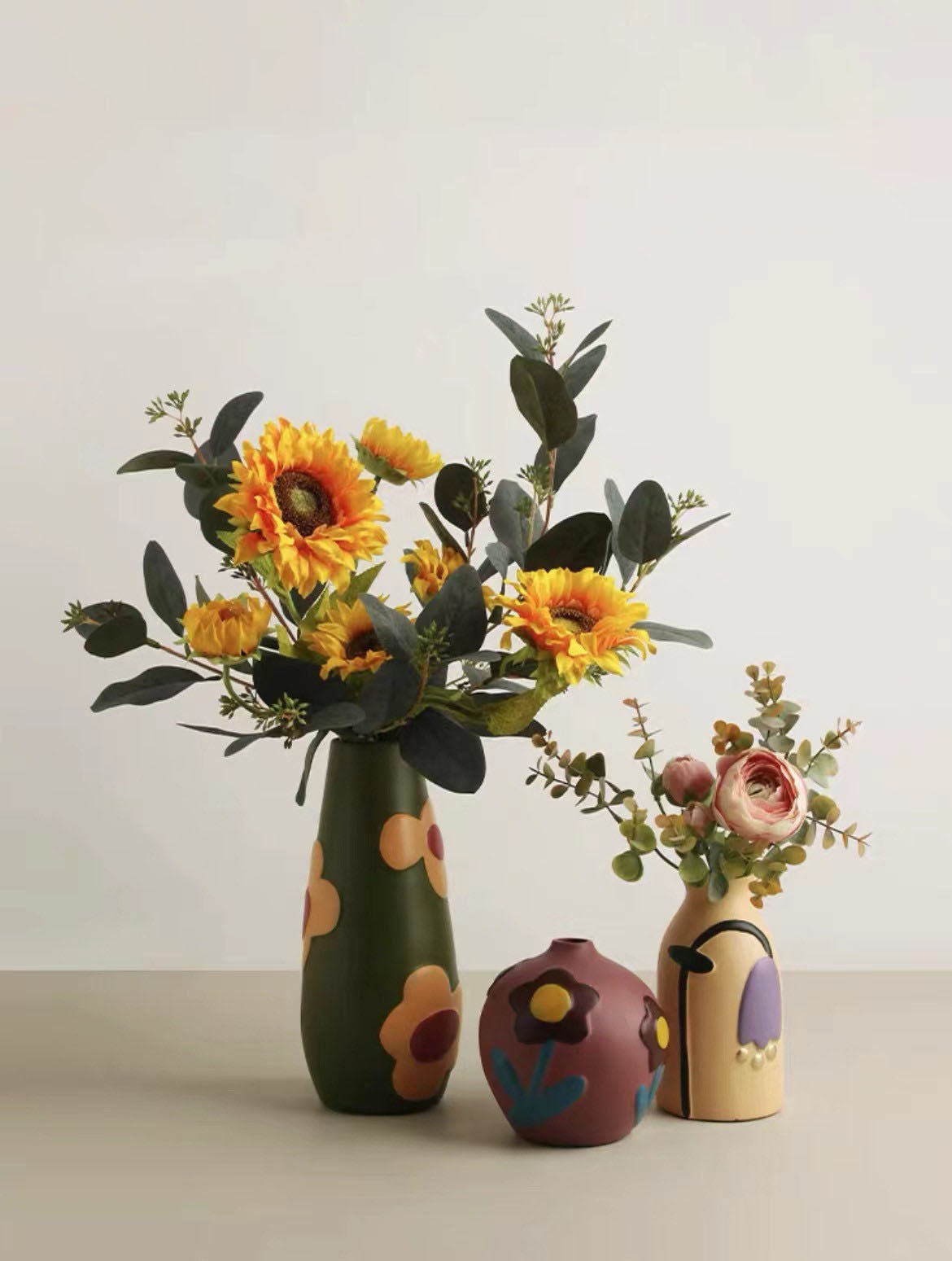 Scandinavian Morandi Painted Ceramic Vase Living Room Flower Arrangement Creative Home Accessories
