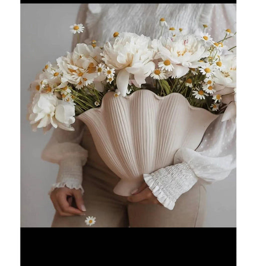Vase Ceramic Flower Arrangement Premium Creative Vase Medieval Ins Style High-value Shell Ceramic Vase Ornament