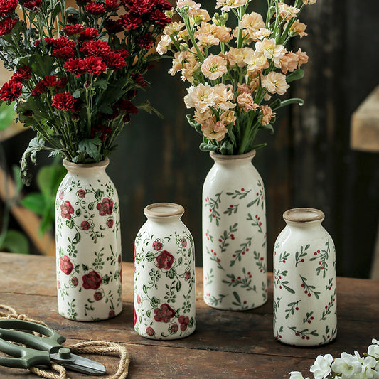 Minimalist Style Ceramic Niche Vase Arrangement Living Room Flower Arrangement Dried Flower Creative Retro Premium Feeling Art American Rustic