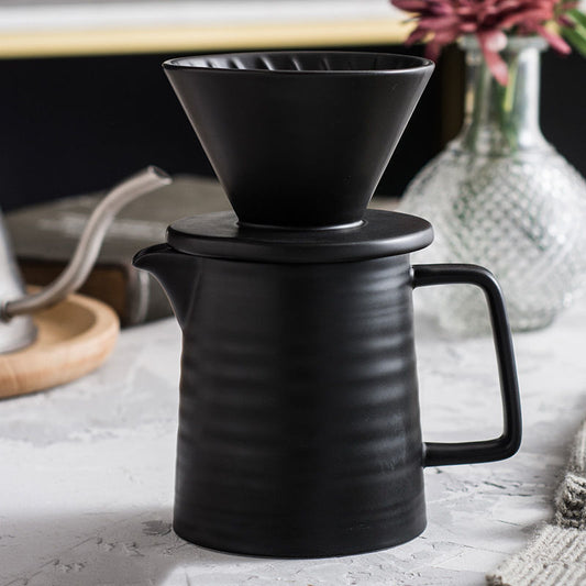Ceramic Coffee Dripper Set Black and White color Hand Drip with Filter Drip Brewing Device 500ml Sharing pot 01