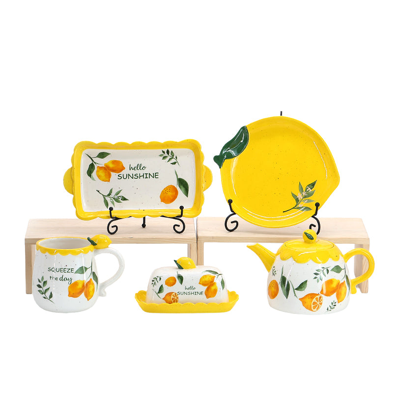 Cartoon 3D Fruit Design  Ceramic Teacup Cute Coffee Mug Tableware Sets Ceramic Plate Ceramic Bowl Tableware